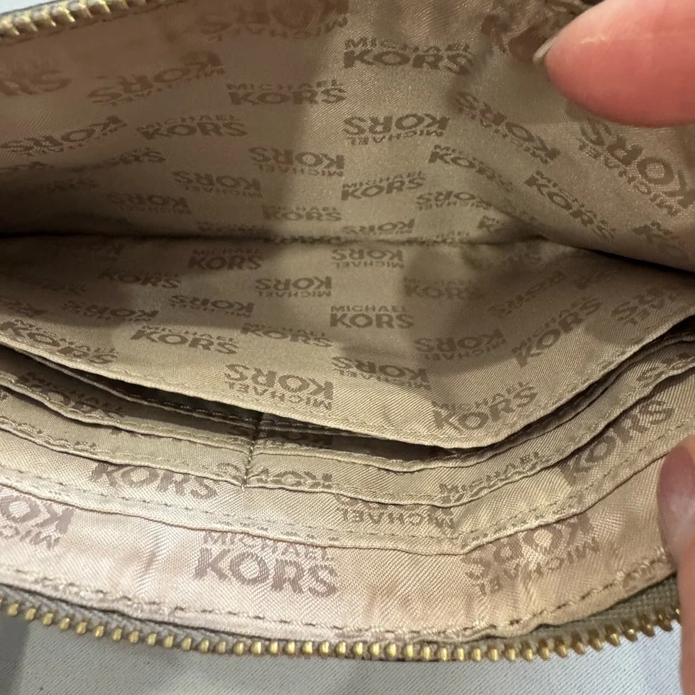 Michael Kors Tan and Gold Clutch Elegant and Versatile